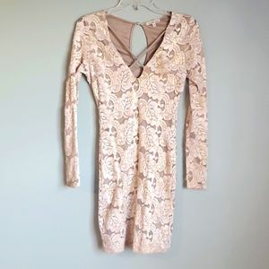 ❤️ PRICE DROP ❤️ Charlotte Russe Women's Midi Dress Size S Gold Lace